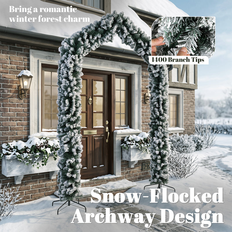 9ft snow-flocked Christmas tree arch – image 5