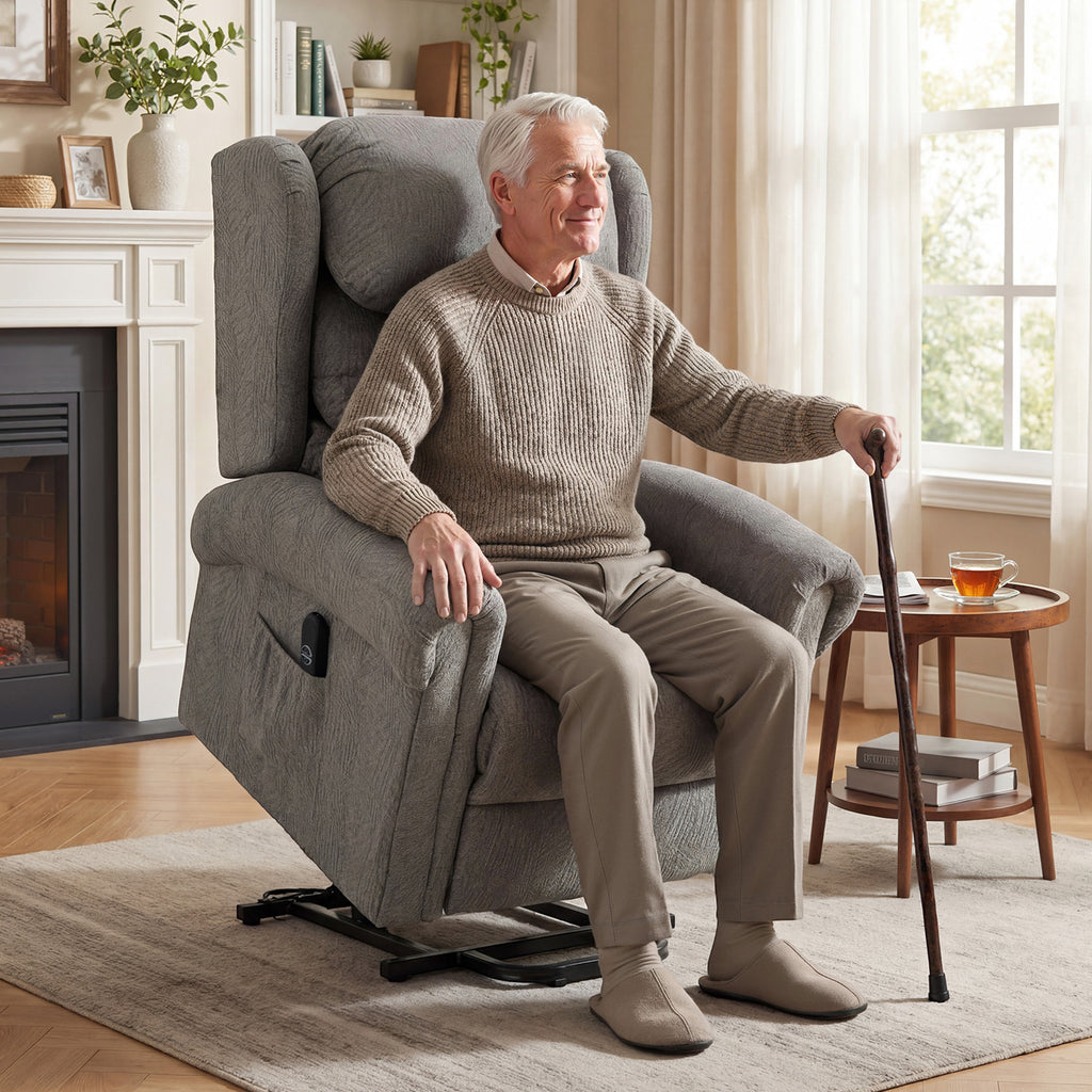 Velvet-Feel Electric Riser Recliner Chair, Power Lift Recliner Chair for Elderly with Remote Control, Dark Grey