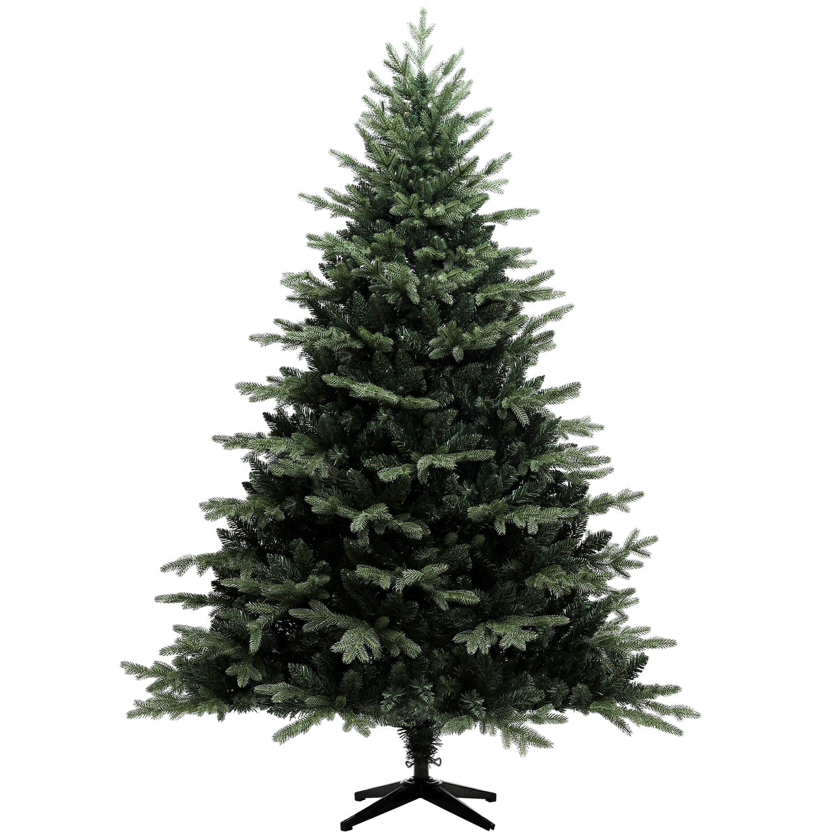 7ft extra-full green spruce artificial Christmas tree on a steel base