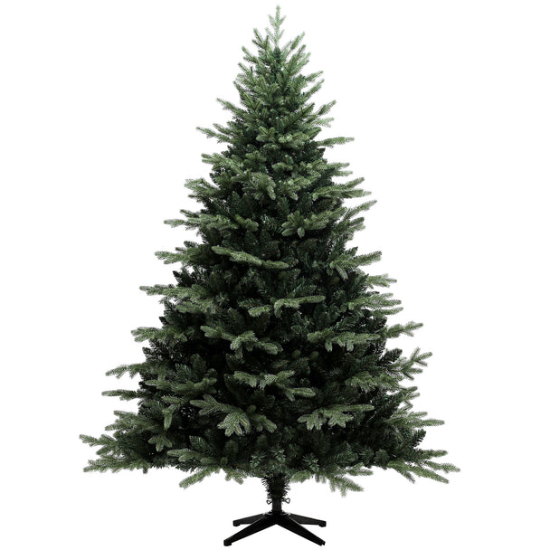 7ft extra-full green spruce artificial Christmas tree on a steel base