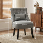 Fabric Single Sofa Dining Chair Tub Chair Upholstered W/ Pillow Solid Wood Leg Home Living Room Furniture Charcoal Grey