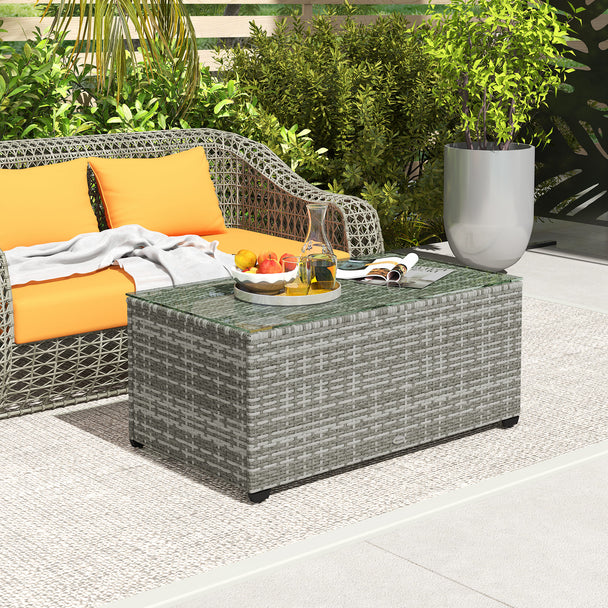 Light grey rattan coffee table – image 2