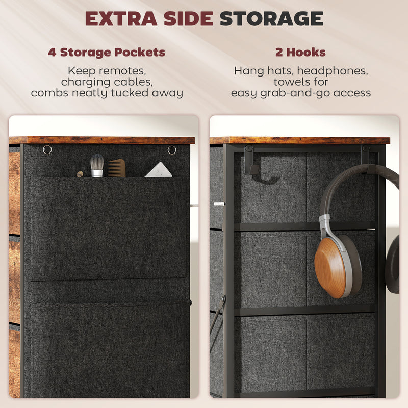 5-drawer fabric chest with side pockets – image 5