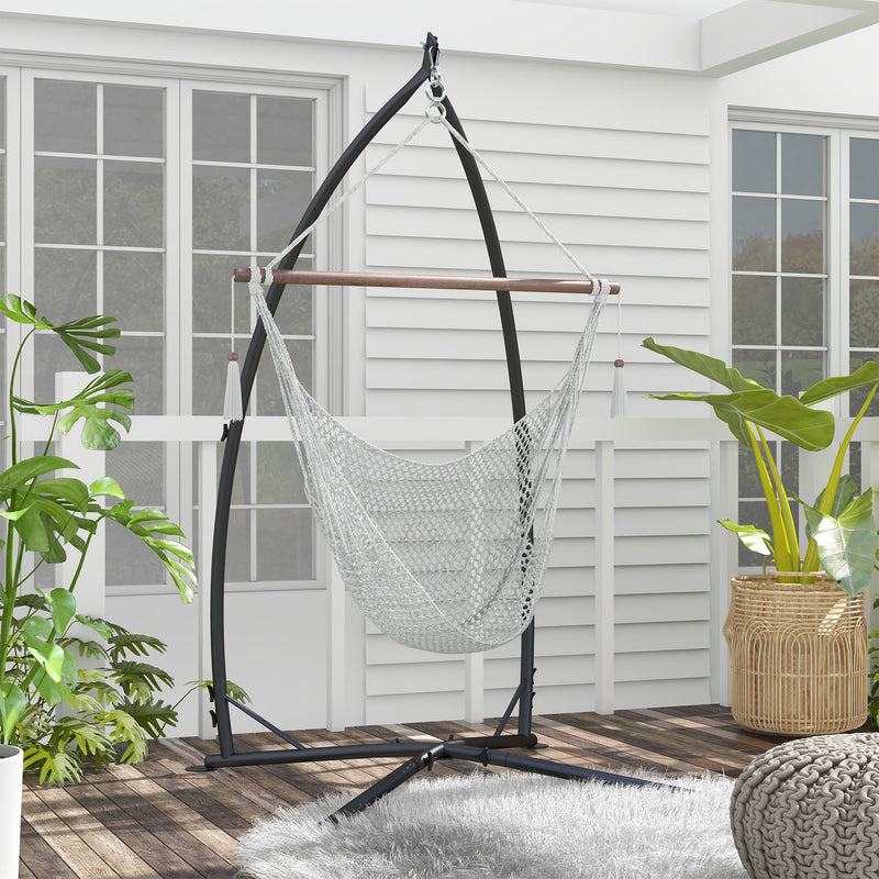 Outsunny Hammock Chair Stand, Hanging Heavy Duty Metal Frame Hammock Stand with Chain, for Hanging Hammock Air Porch – view 2