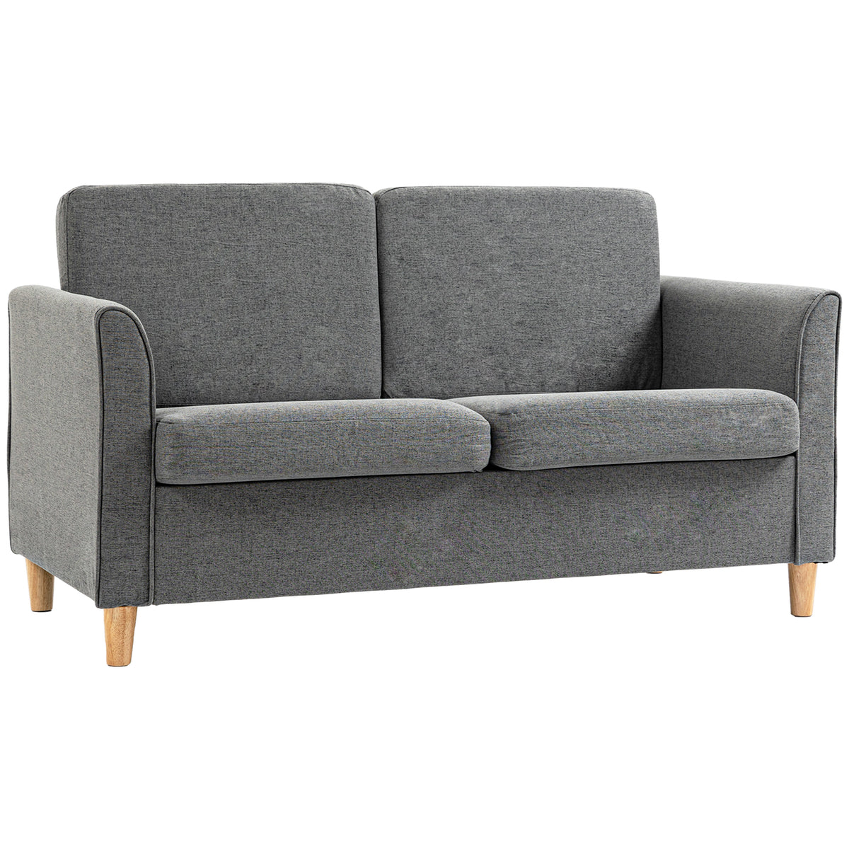 141 cm Compact 2-Seater Sofa with Wooden Legs – Grey