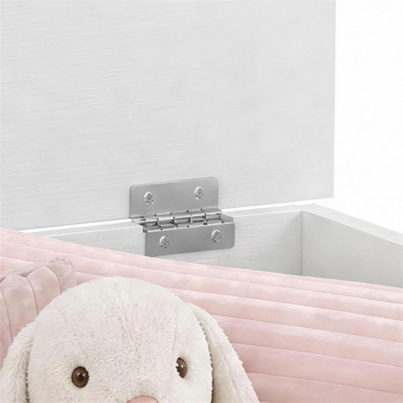 HOMCOM 127L Home Storage Box, with Safety Hinges - White Wood-Effect – view 10