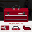 2-Drawer Metal Tool Box with Carry Handle – Red – image 4 of 9