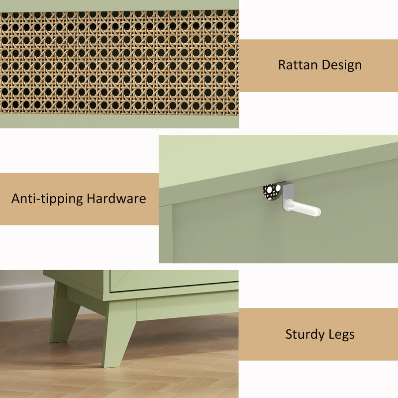 Green rattan 4-drawer chest – image 6