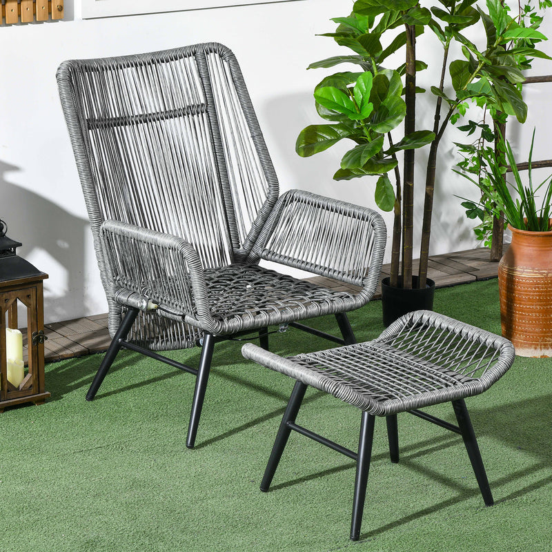 Rattan armchair and footstool set – image 7