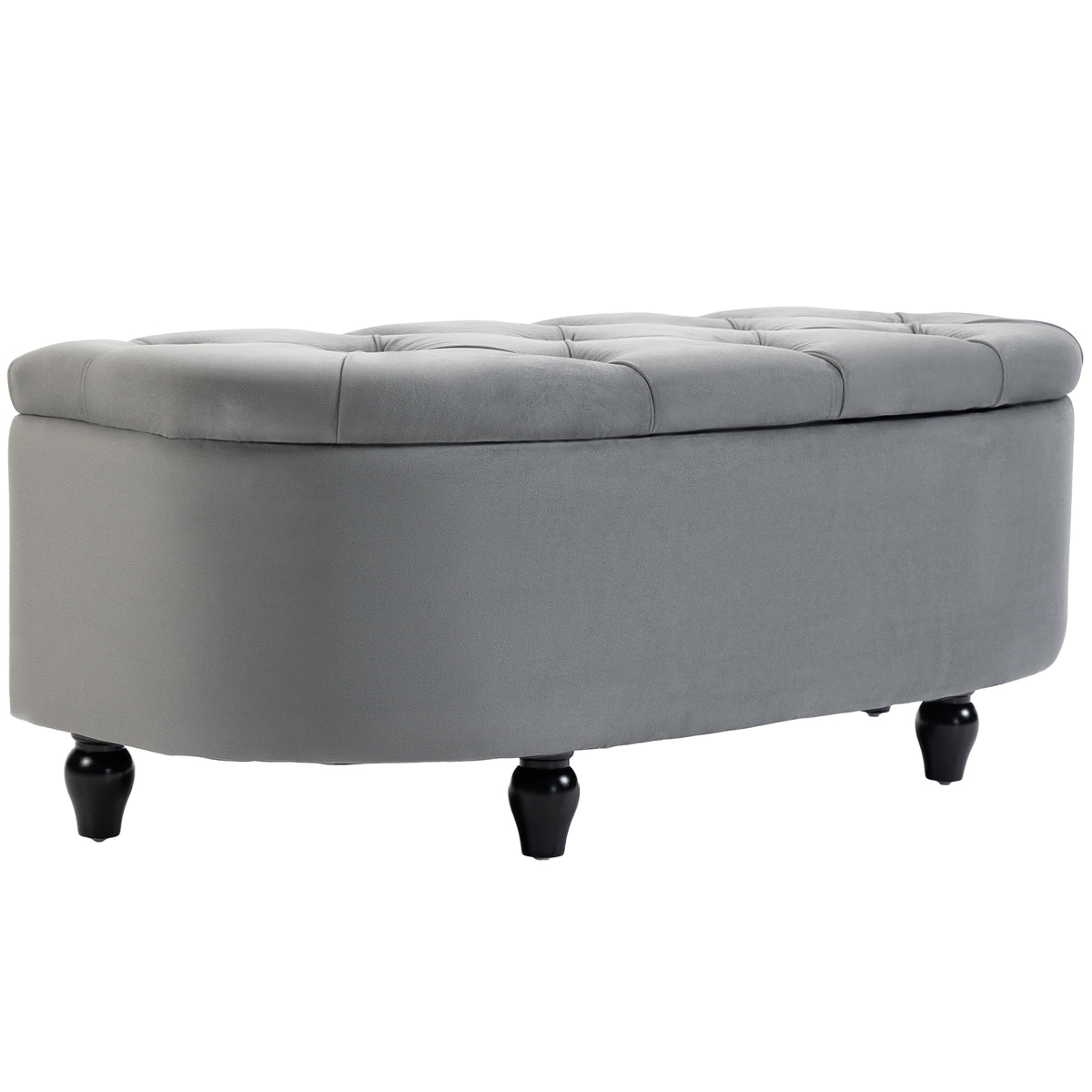 118 cm Half-Moon Velvet Storage Ottoman Bench – Dark Grey