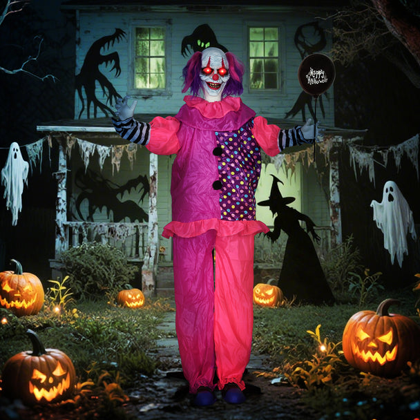 175cm Animated Clown with Glowing Red Eyes – image 2 of 9