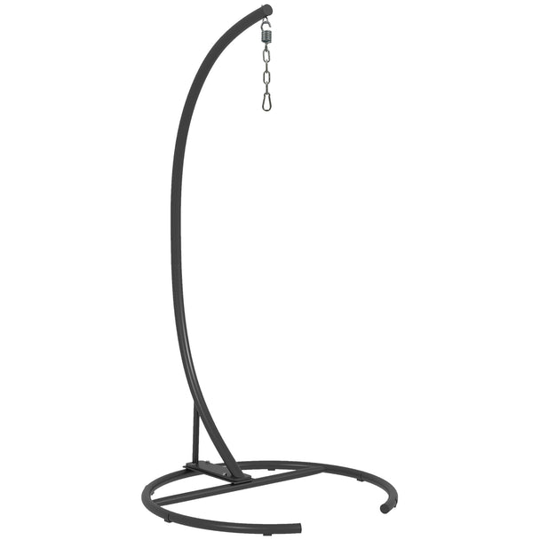 Outsunny Hanging Hammock Chair Stand with Round Base, C Hanging Swing Stand Frame for Swing/Egg/Hammock Chair, Indoor &