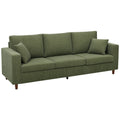 3 Seater Sofa with Wide Seat, Corduroy Fabric Couch with Deep Seat, Spring Cushion, Green