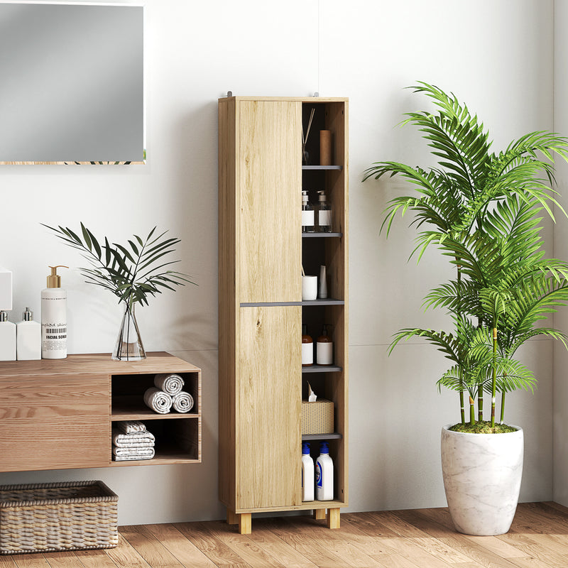 Tall slim wood-effect bathroom cabinet – image 10