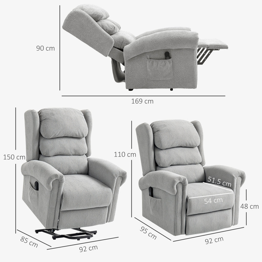 Velvet-Feel 150Â° Electric Riser Recliner Chair - Grey
