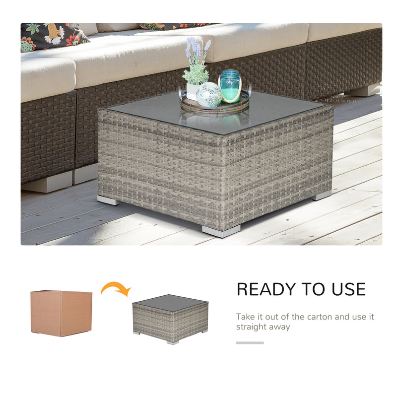 Light grey square rattan coffee table – image 4