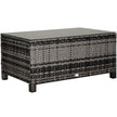 Mixed grey rectangular rattan coffee table with tempered glass top
