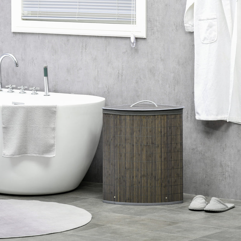 Corner bamboo laundry basket – image 2