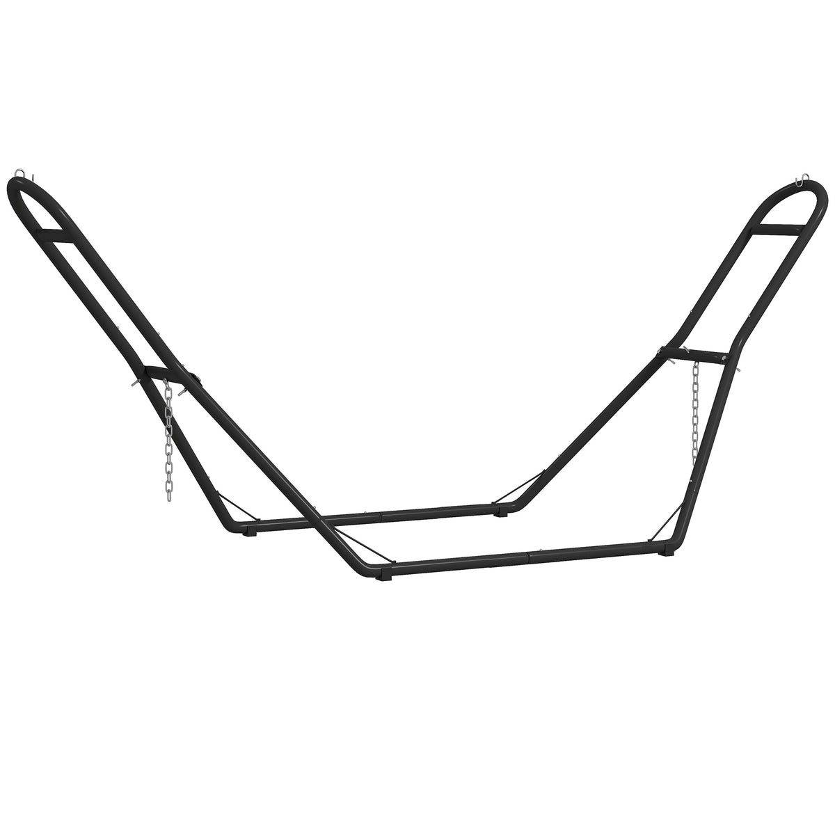 Outsunny 9ft Hammock Stand Adjustable Hammock Frame with Non-Slip Feet for Indoor Outdoor, 150 kg Capacity, Black