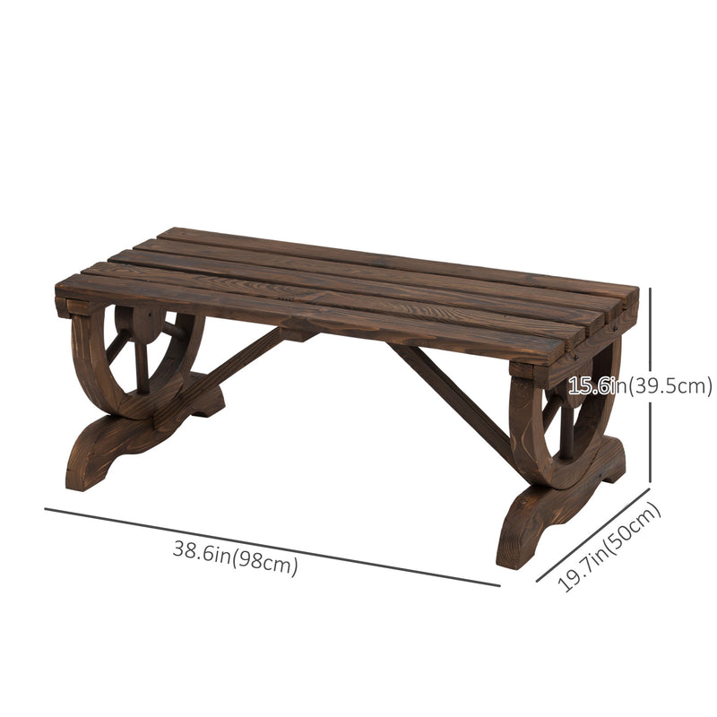 Wagon wheel wooden bench – image 3