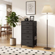 HOMCOM Chest of Drawers, Dresser with 5 Fabric Drawers, Tall Storage Unit with 4 Pockets and 2 Hooks, Steel Frame, Black – view 8