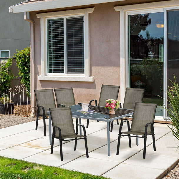 Outsunny Set of Four Stackable Mesh Seat Chairs - Mixed Brown – view 2