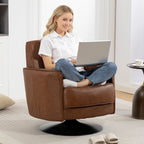 Upholstered Swivel Accent Chair with Pocket Spring Seat Support and 20cm Thick Padding, Brown