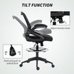 Vinsetto Drafting Chair with Flip-up Armrest, Mesh Office Stool with Foot Ring, 360 Degree Swivel Height Adjustable – view 6