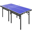Blue 5ft folding mini table tennis table with net on black steel legs