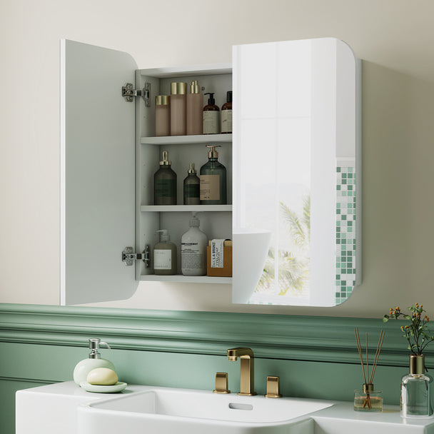 Arched mirror bathroom cabinet in white – image 2