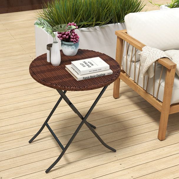 Folding rattan side table – image 2
