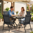 Outsunny Folding Garden Chairs Set of 4, Foldable Garden Dining Chairs with High Back, Armrests, Texteline Seat, Black – view 2