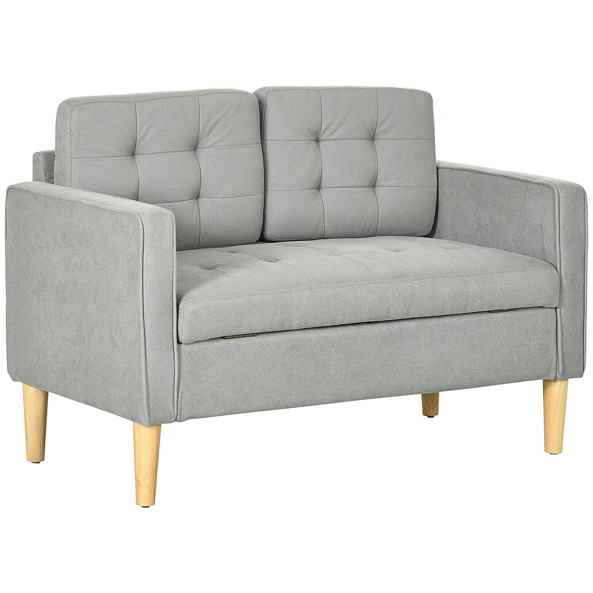 117 cm 2-Seater Storage Sofa with Hidden Compartment – Light Grey