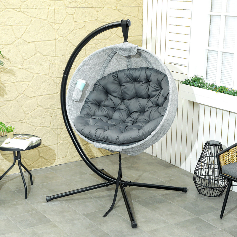 Leaf-pattern hanging egg chair – image 2