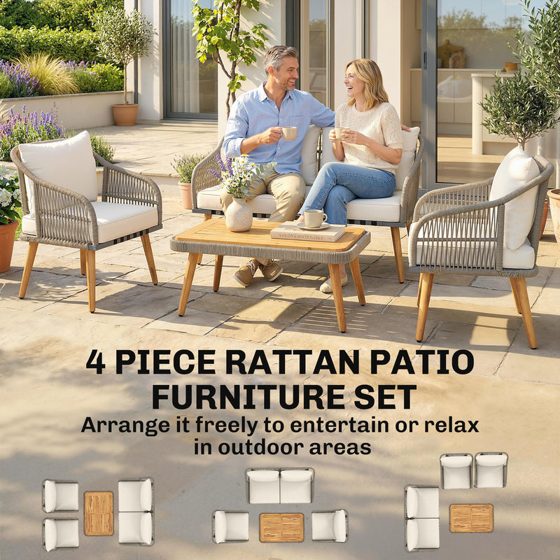 Cream rattan sofa set – image 4