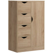 Natural wood-effect freestanding storage cabinet with four drawers and a two-tier cupboard
