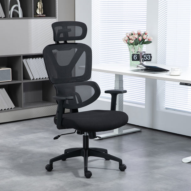 Black high back mesh chair – image 2