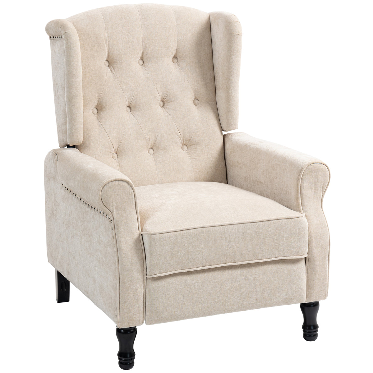 150° Vintage Recliner Armchair with Footrest – Beige