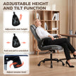 HOMCOM Linen-Look Computer Desk Chair, Executive Office Chair with Flip-Up Armrests and Thick Cushion, Grey – view 6