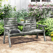 Outsunny Fir Wood Convertible 2 to 3 Seater Outdoor Garden Bench Grey – view 2
