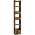 Bookcase Tall Narrow with 5 Tiers and Drawers Freestanding Bookshelf Storage Cabinet for Living Room Rustic Brown