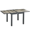 Beige extending aluminium garden dining table with wood-effect top, 80–160 cm