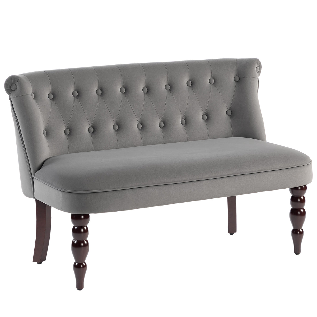120 cm Button-Tufted Velvet Wingback Loveseat – Charcoal Grey