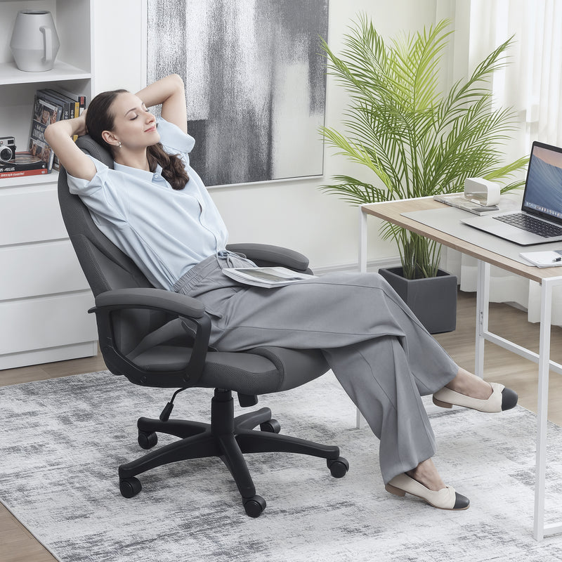 HOMCOM Faux Leather Office Chair - Charcoal Grey – view 8