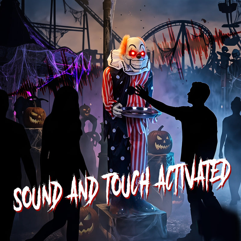 91cm Animated Halloween Clown with Moving Mouth & Glowing Eyes – image 5 of 9