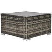 Dark grey square PE rattan coffee table with tempered glass top