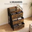 HOMCOM Rustic Chest of Four Fabric Drawers - Rustic Brown – view 4
