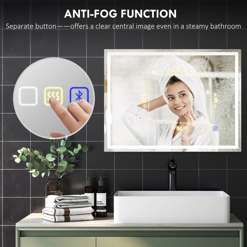 80 x 60 cm LED mirror with clock – image 7
