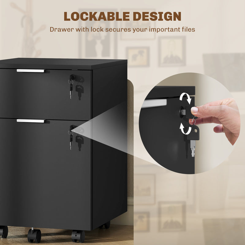 HOMCOM Two-Drawer Lockable Filing Cabinet - Black – view 6