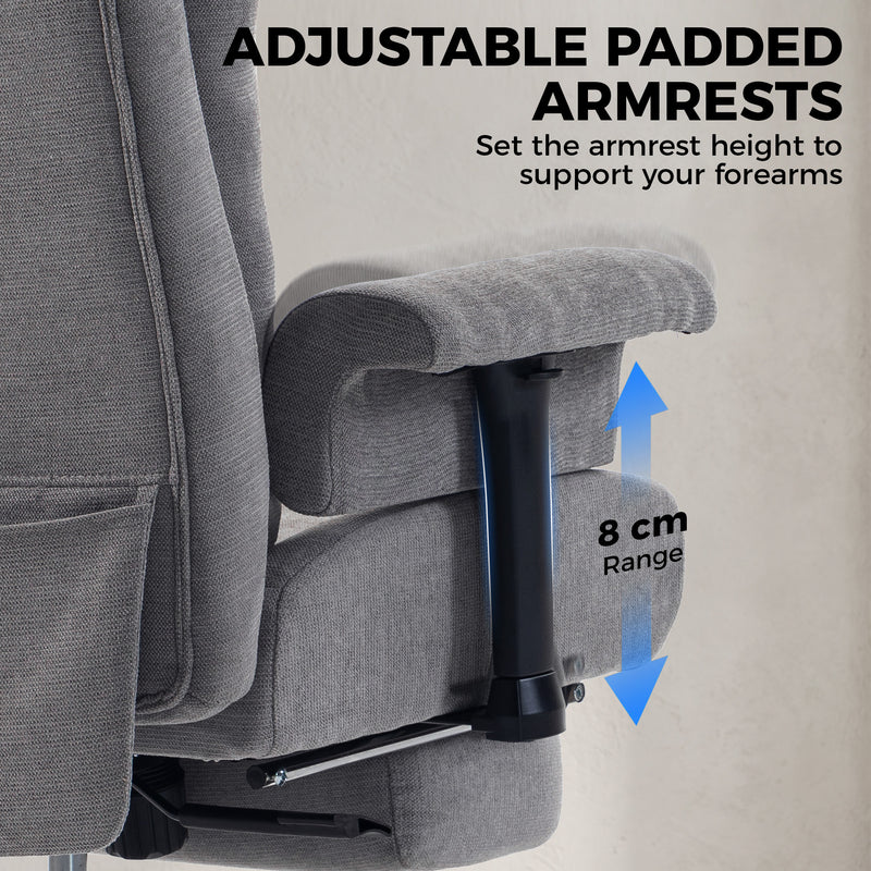 HOMCOM Big and Tall Office Chair, 250 kg Heavy Duty Executive Desk Chair with Adjustable Armrests and High Back, Dark – view 7